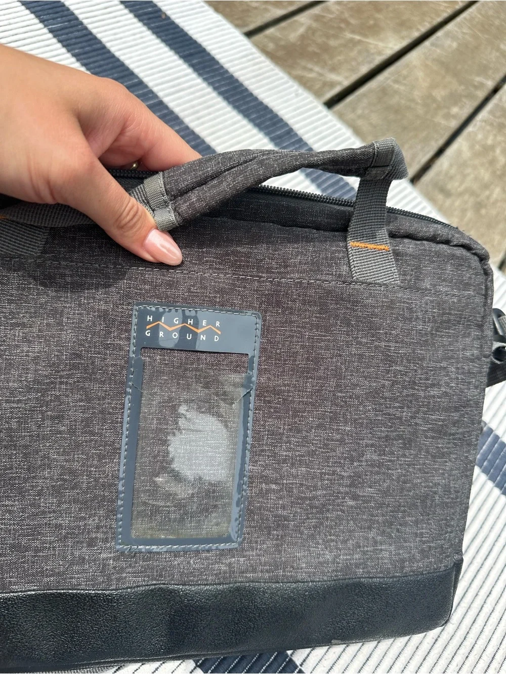Men's Black/Charcoal Messenger Bag with Adjustable Strap